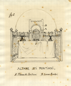 39851 Opstand van het altaar van de Heilige Pontiaan in de romaanse Domkerk te Utrecht.